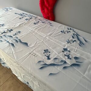 Snowman Tablecloth with Blue Accents